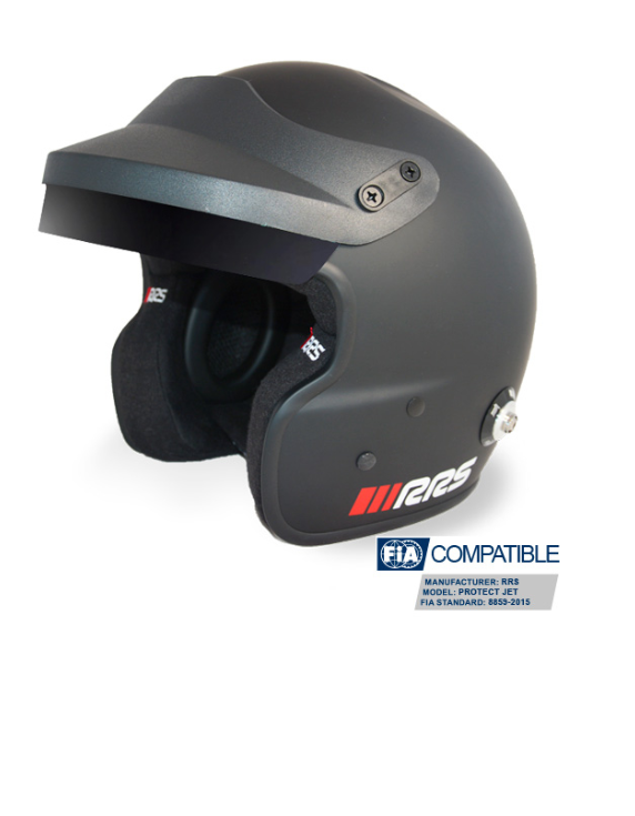 RRS - HELMET JET PROTECT PREMIUM BLACK (MAT) - FIA 8859-2015 SNELL SA2020