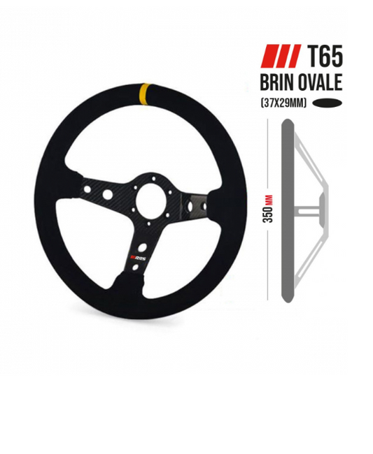 RRS CARBON STEERING WHEEL - F65 350MM - BLACK SUEDE