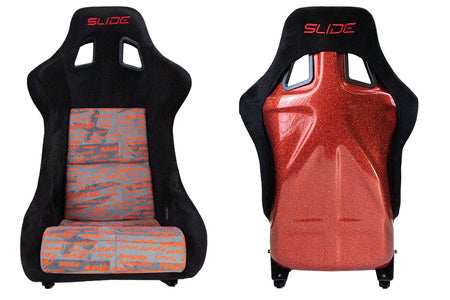 SLIDE - RACING SEAT KS2 Premium Black Personal Words Welur & Red Glitter