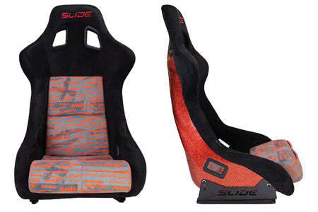 SLIDE - RACING SEAT KS2 Premium Black Personal Words Welur & Red Glitter